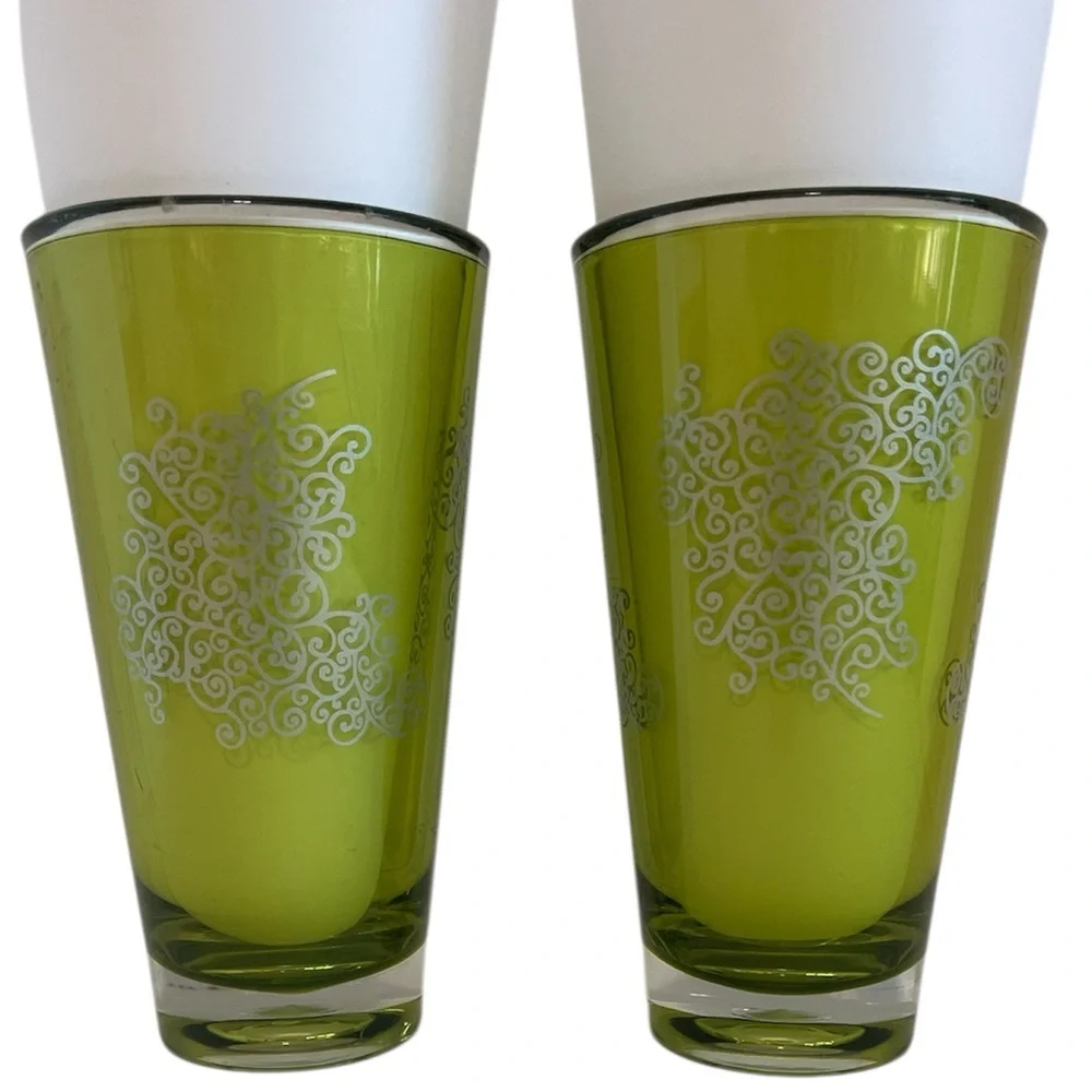 Starbucks Green Highball Tumbler Filigree Baroque Rococo 2003 Collectible 20oz